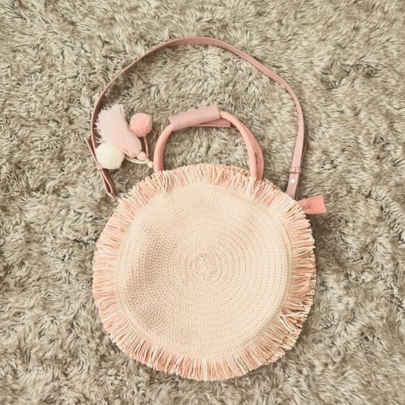 Most Wanted Design by Carlos Souza Women's Circle Straw Bag Pink - Picture 1 of 10